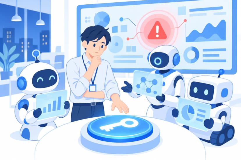 AIは情報をそろえ、止めるかどうかは人が決める(イラスト)