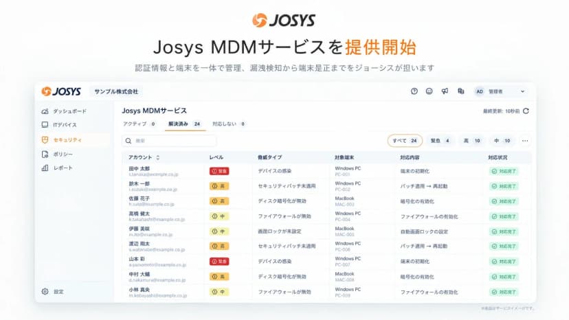 ジョーシスの発表「ジョーシス、「Josys MDMサービス」を提供開始」に添えられた画像