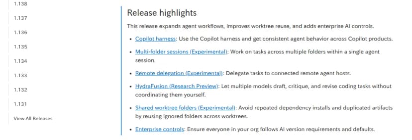 Visual Studio Code 1.140のリリースノートの見どころ。HydraFusion(Research Preview)など6項目が並ぶ